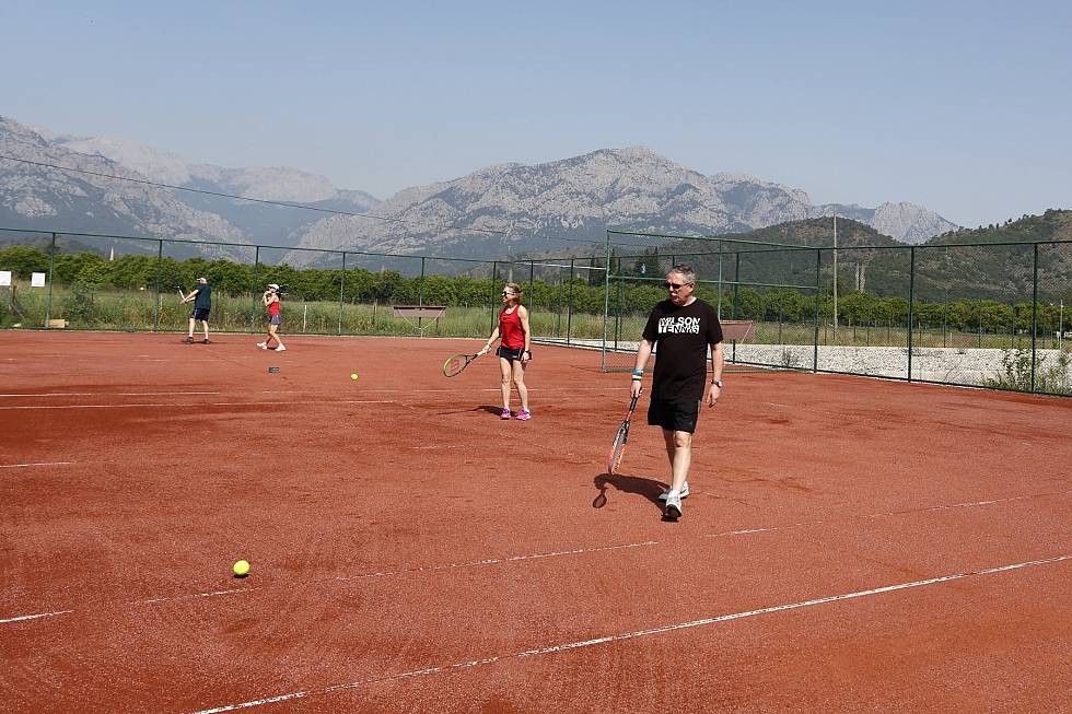 Outdoor clay tennis court