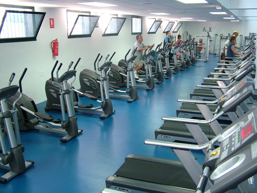 Salle de fitness avec tapis de course et vélos d'exercice pour l'entraînement d'endurance.