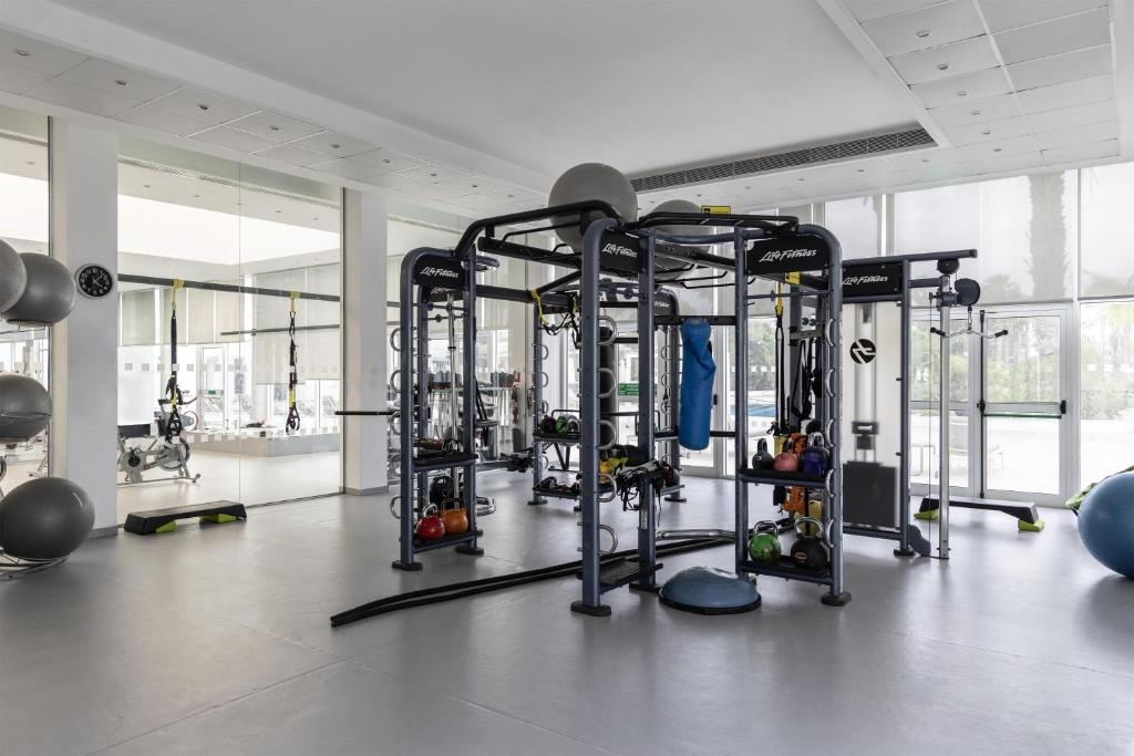 Trainingsraum mit Functional Rig, Gewichten, TRX-Bändern und Boxsack.